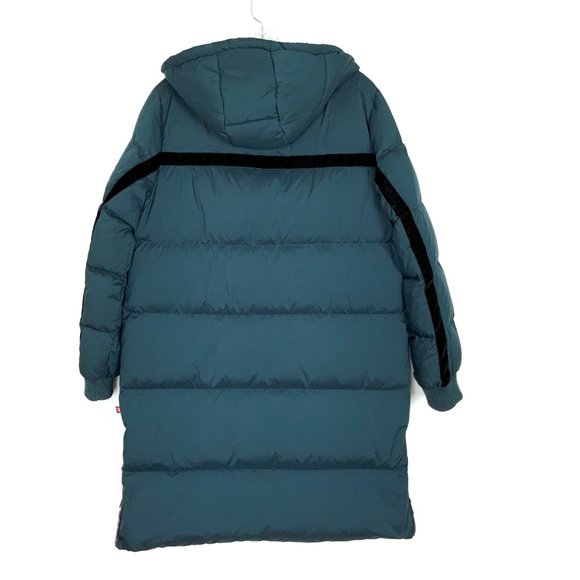 New Bernardo Long Puffer Coat Navy/Teal 60% Duck Down & Feather Fill Size Medium - Picture 7 of 16